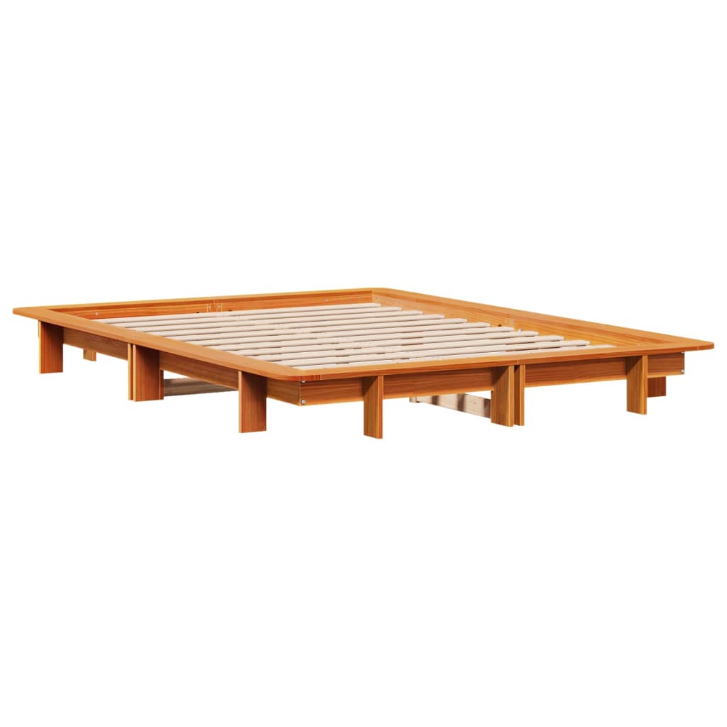 Bed Frame without Mattress Wax Brown 120x200 cm Solid Wood Pine